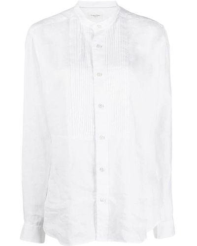 Tintoria Mattei 954 Pleated-bib Linen Shirt - White