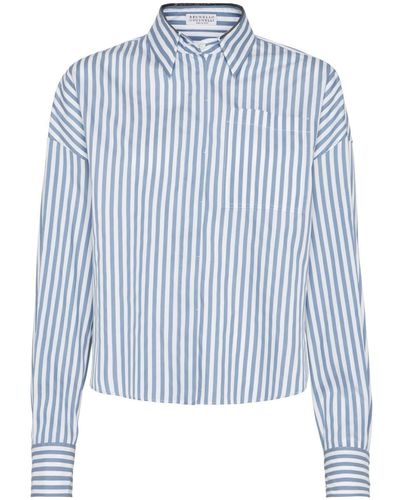 Brunello Cucinelli Camisa a rayas - Azul