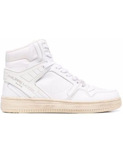 Philippe Model High-top Leather Sneakers - White