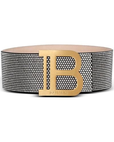Balmain Crystal-embellished Logo-buckle Belt - Multicolour