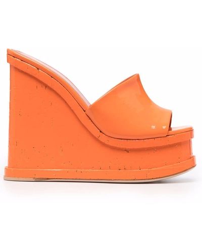 HAUS OF HONEY Platform Wedge Sandals - Orange