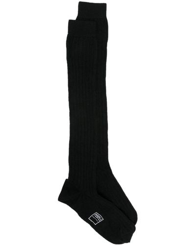 Fedeli Chaussettes en cachemire à design nervuré - Noir