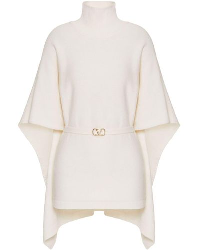 Valentino Garavani Vlogo Signature Belted Wool Sweater - White