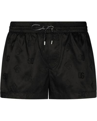 Dolce & Gabbana Denim Shorts Met Dg-monogram Jacquard - Zwart
