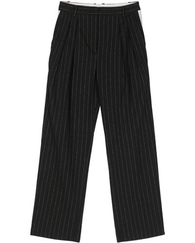 Tommy Hilfiger Straight-leg Pinstriped Trousers - Black