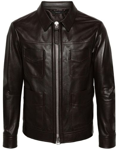Tom Ford Four-pocket Leather Jacket - Black