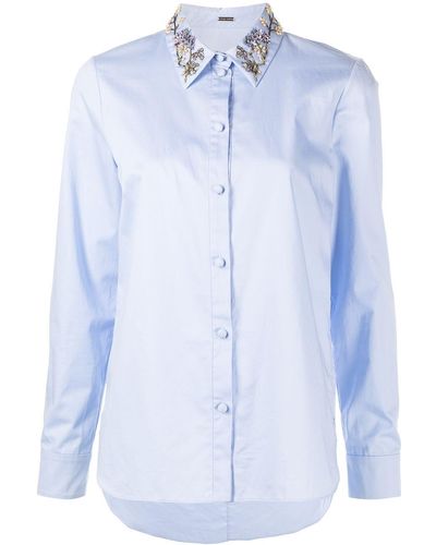 Adam Lippes Bead-detail Button-up Shirt - Blue