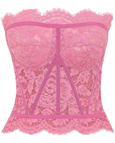 Dolce & Gabbana Chantilly-lace Strapless Top - Pink