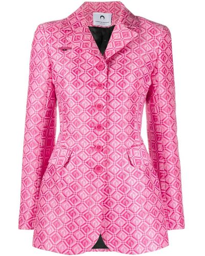 Marine Serre Fitted All-over Jacquard Blazer - Pink