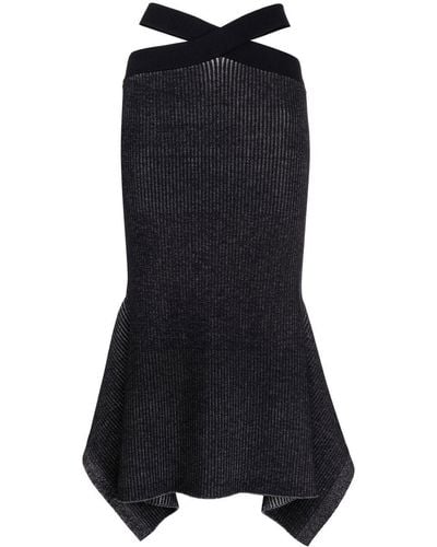 3.1 Phillip Lim Ribbed-knit Asymmetric Skirt - Black