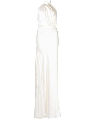 Michelle Mason Abendkleid aus Seide mit Falten - Weiß