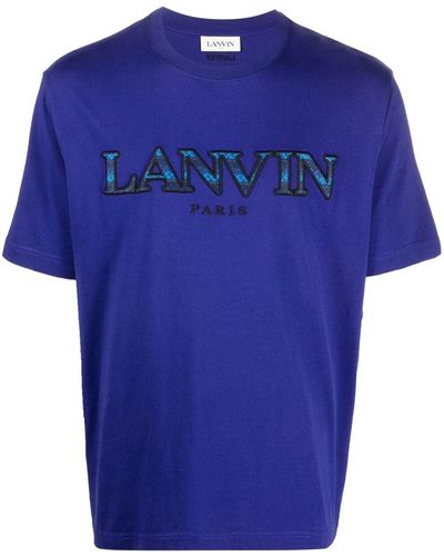 Lanvin T-Shirt mit Logo-Stickerei - Blau