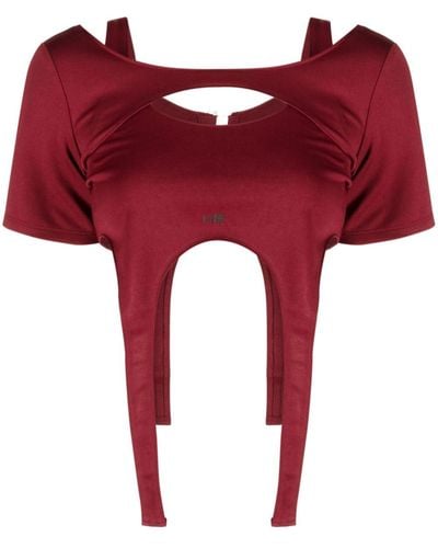 HELIOT EMIL Cropped Asymmetric T-shirt - Red