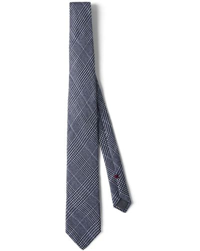 Brunello Cucinelli Cravate à carreaux - Bleu