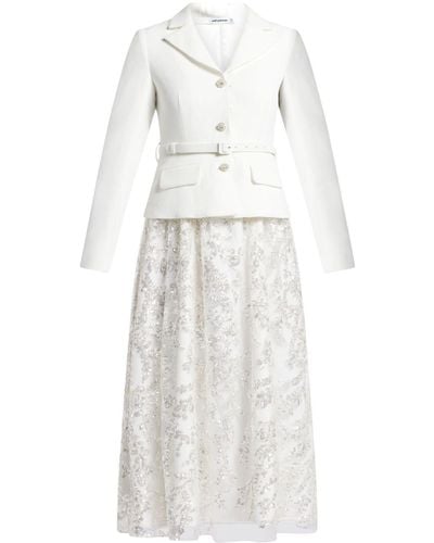 Self-Portrait Sequin-embellished Belted Midi Dress - White