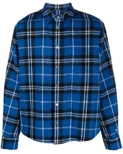 Adererror Plaid-check Wool Shirt - Blue