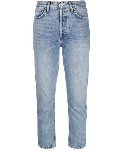 Agolde Jeans crop Riley a vita alta - Blu
