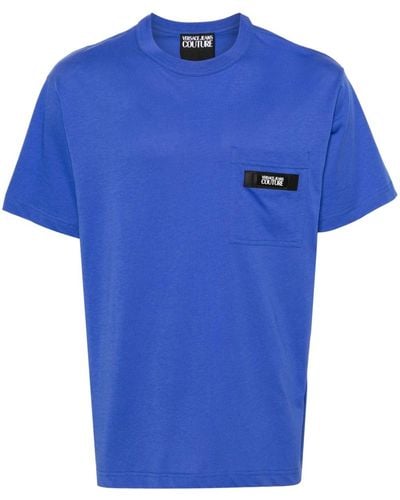 Versace T-Shirt mit Logo-Patch - Blau