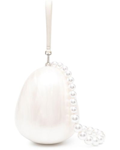 Simone Rocha Sac Egg à perles artificielles - Blanc