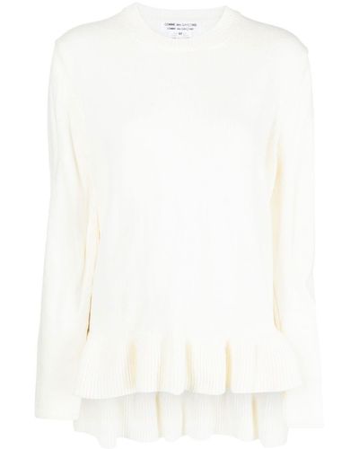 Comme des Garçons Peplum-hem Knitted Top - White