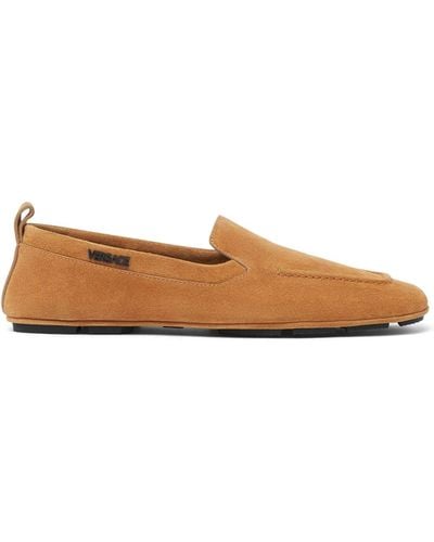 Versace Logo-lettering Suede Loafers - Brown