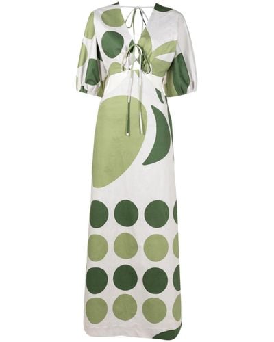 Adriana Degreas Vestido largo con estampado abstracto - Verde