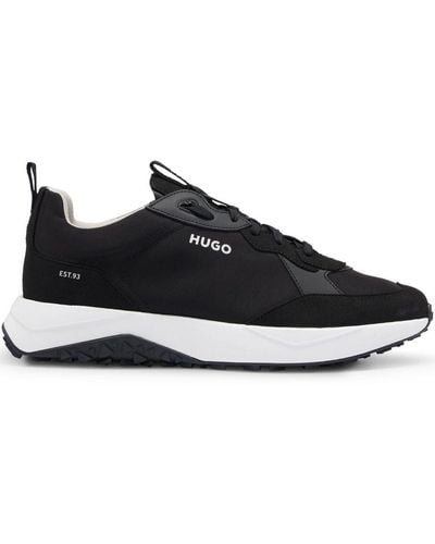 HUGO Panelled Lace-up Trainers - Black