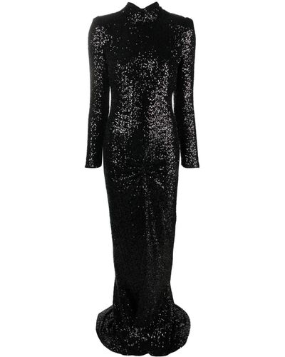 Pinko Sequin-embellished Open-back Gown - Black