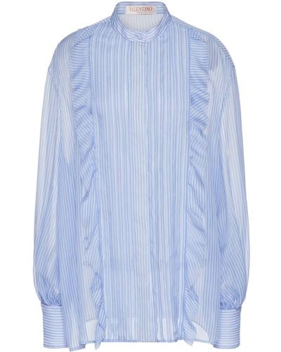 Valentino Garavani Classic Stripes Chiffon Shirt - Blue