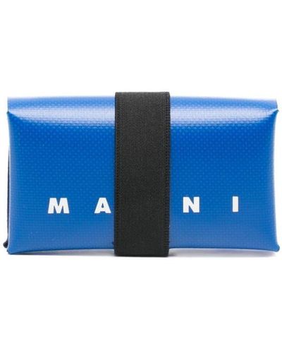 Marni Logo-print Smooth-grain Wallet - Blue