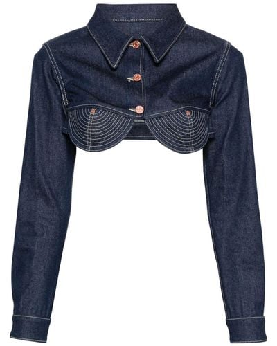 Jean Paul Gaultier The Conical cropped denim jacket - Azul