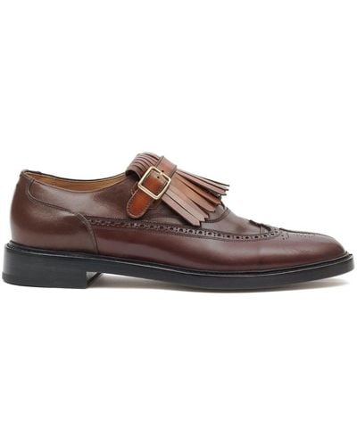 Maison Margiela Tabi Monster Fringed Leather Brogues - Brown