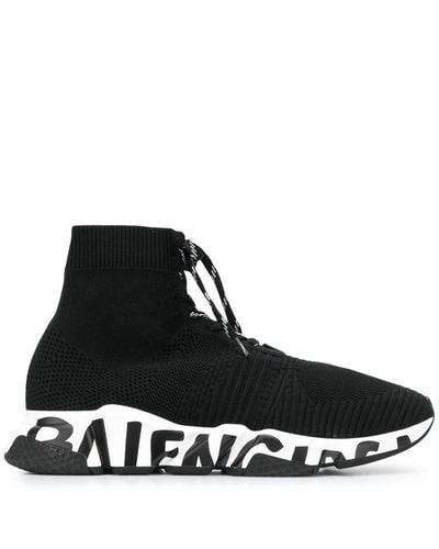 Balenciaga Lace-up Sock Sneakers - Black