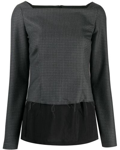 Maison Margiela Layered check blouse - Negro