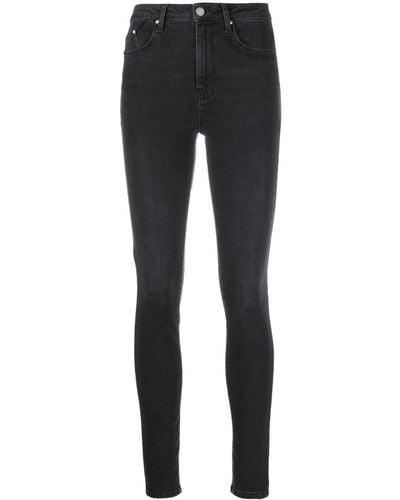 Karl Lagerfeld Logo-embroidered High-waisted Skinny Jeans - Black