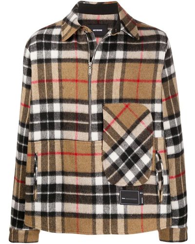 we11done Checked Half-zip Wool Shirt - Multicolour