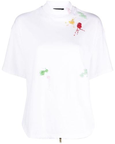Undercover T-shirt en coton à ornements de perles - Blanc