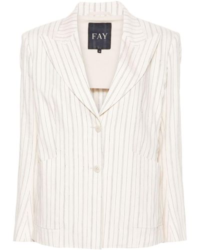 Fay Striped Single-breasted Blazer - White