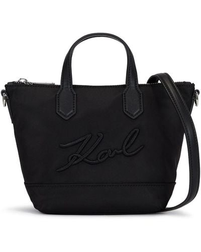 Karl Lagerfeld Small K/signature Logo-appliqué Tote Bag - Black
