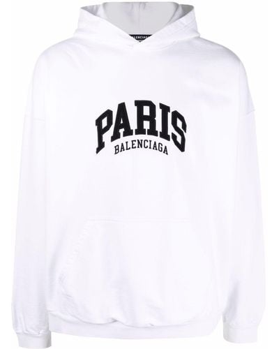 Balenciaga Hoodie Paris à logo brodé - Blanc