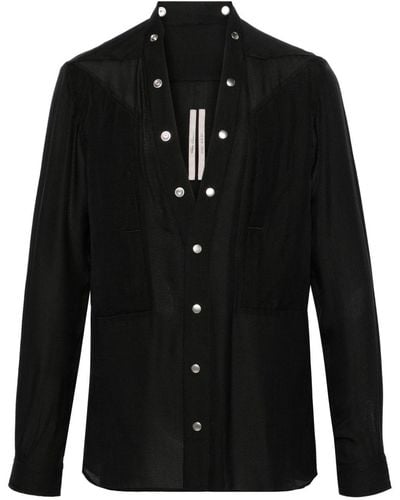 Rick Owens Larry Fogpocket Textured Shirt - Black