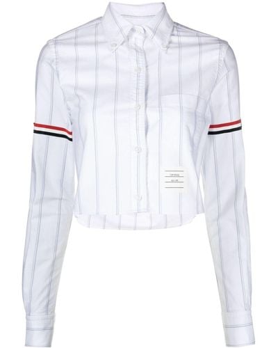 Thom Browne Cropped Striped Shirt - White