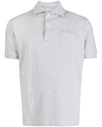 Private Stock Gestreiftes The Leopold Poloshirt - Weiß