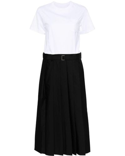Sacai Panelled Midi Dress - Black