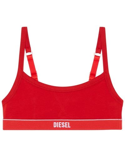 DIESEL Logo-underband Stretch-cotton Bralette - Red