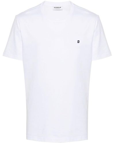 Dondup T-shirt en coton à logo brodé - Blanc