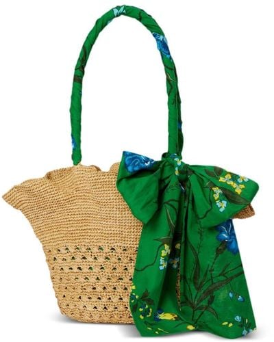 Erdem Strandtasche mit Schal - Grün