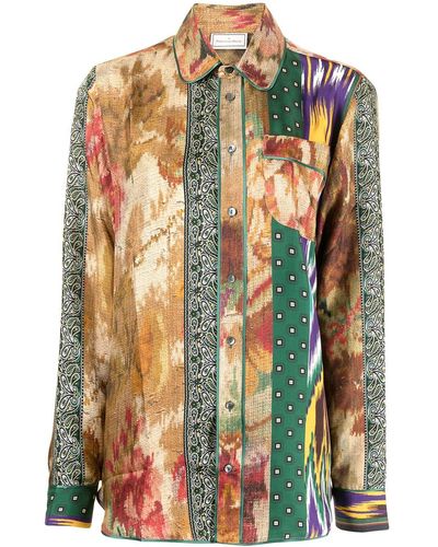 Pierre Louis Mascia Vintage-floral Long-sleeve Silk Blouse - Multicolor