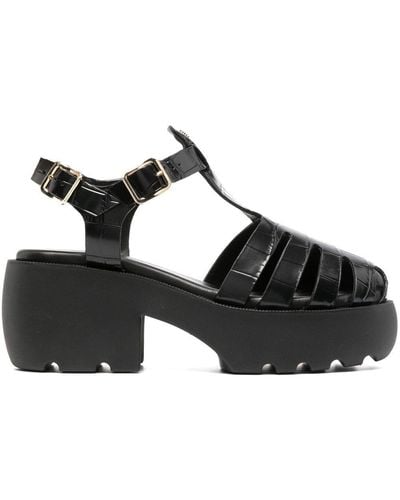 Maje Lug-sole Leather Sandals - Black