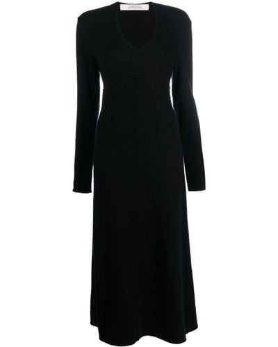 Dorothee Schumacher V-neck Knitted Midi Dress - Black